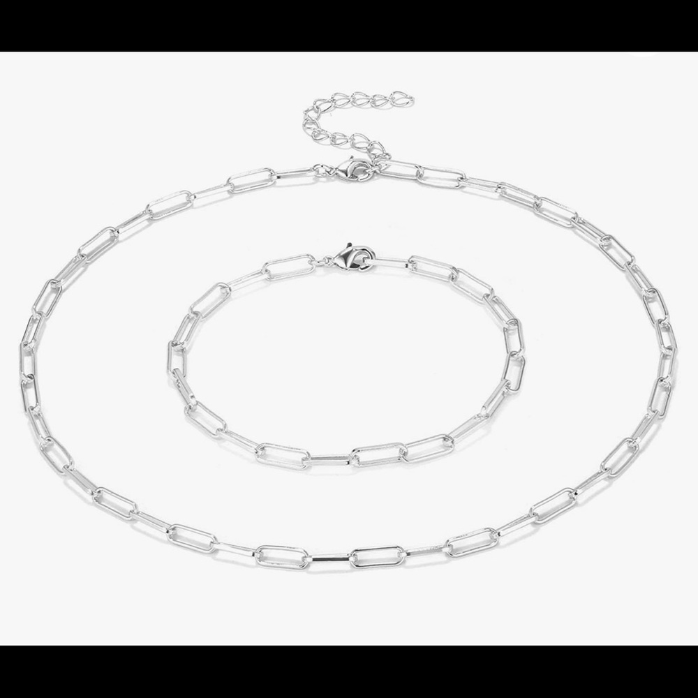 14k Gold Plated Link Necklace - 14” + 2” and 14k Gold Plated Link Bracelet - 7”